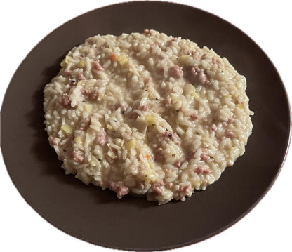 Risotto con salsiccia e cavoletti di Bruxelles